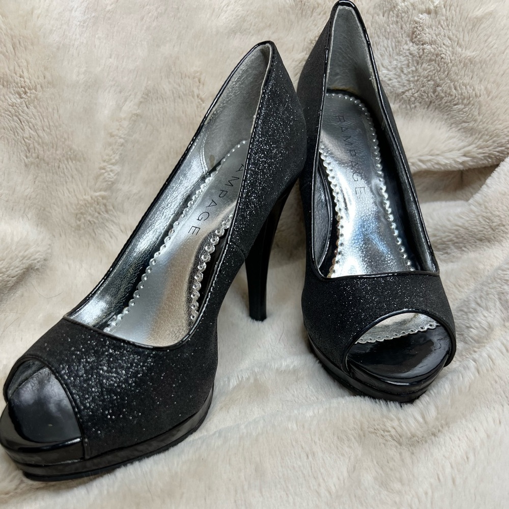 Rampage Gracee Black Sparkle Heels
